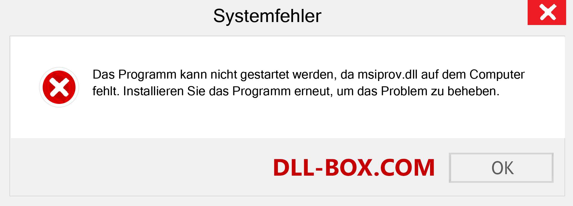 msiprov.dll-Datei fehlt?. Download für Windows 7, 8, 10 - Fix msiprov dll Missing Error unter Windows, Fotos, Bildern