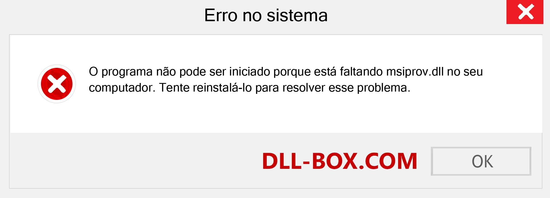 Arquivo msiprov.dll ausente ?. Download para Windows 7, 8, 10 - Correção de erro ausente msiprov dll no Windows, fotos, imagens