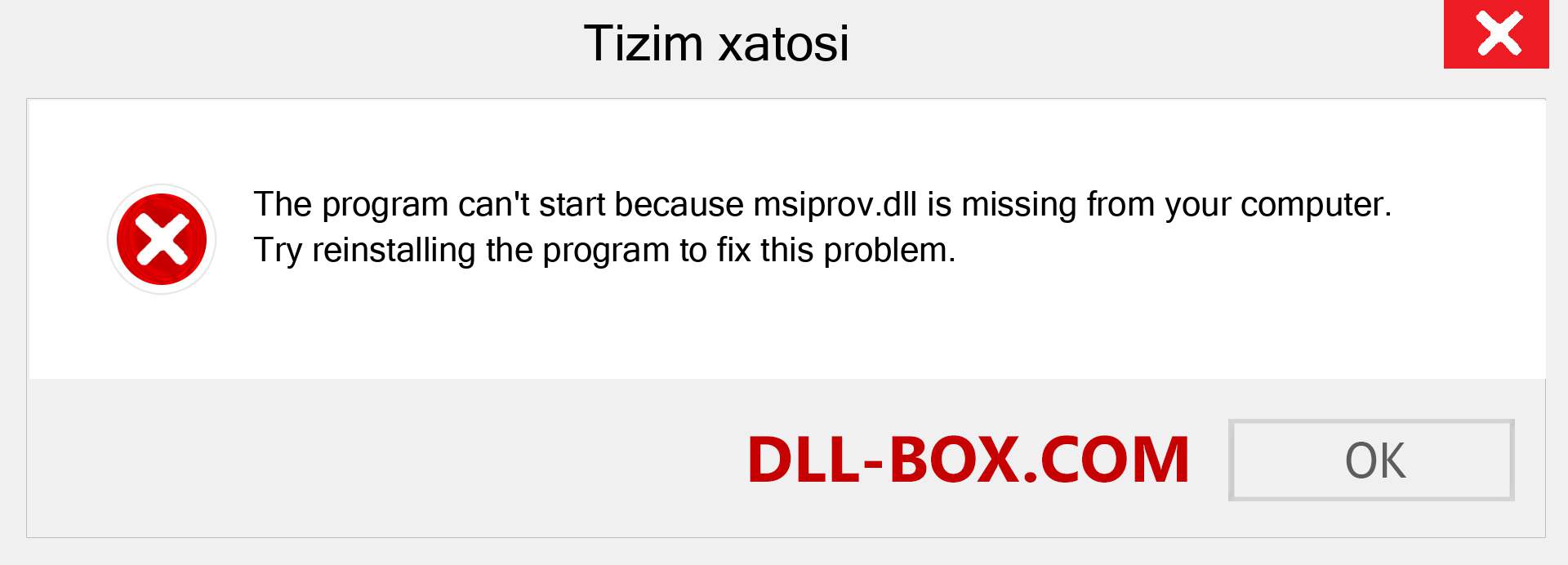 msiprov.dll fayli yo'qolganmi?. Windows 7, 8, 10 uchun yuklab olish - Windowsda msiprov dll etishmayotgan xatoni tuzating, rasmlar, rasmlar